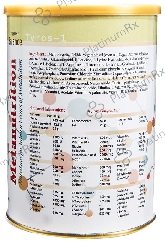 Pristine Balance Metanutrition Tyros 1 (Upto 3 Years) for Metabolism - Flavour Powder Unflavoured