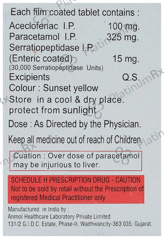 Acekon SP 100/325/15mg Tablet 10s