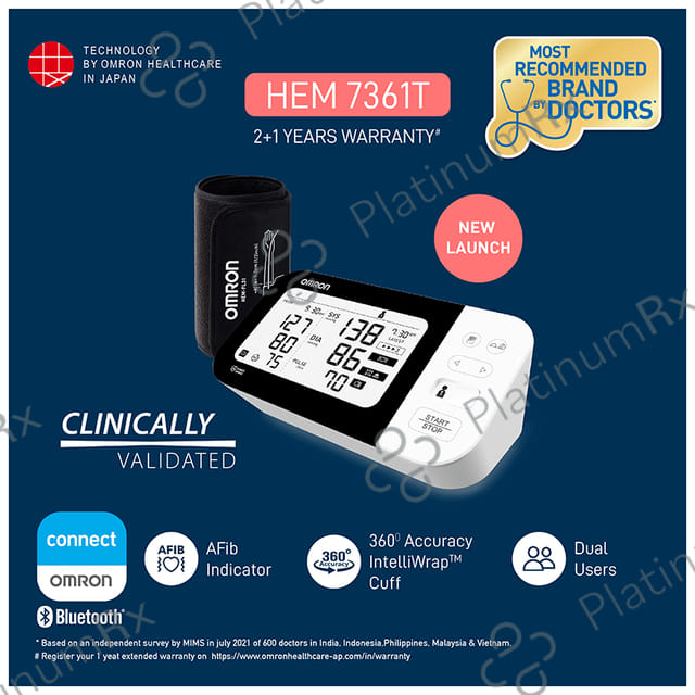 Omron White HEM 7361T Blood Pressure Monitor
