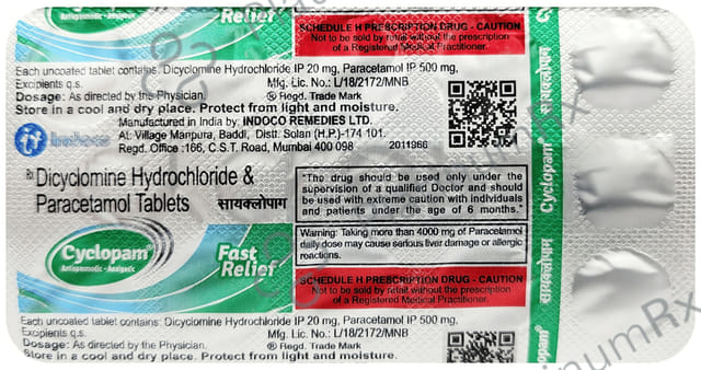 Cyclopam 20/500mg Tablet 20s