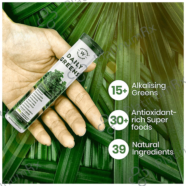 Wellbeing Nutrition Daily Greens Effervescent Tablet for Weight Management, Bone, Digestion, Skin & Immunity 1 Bottle