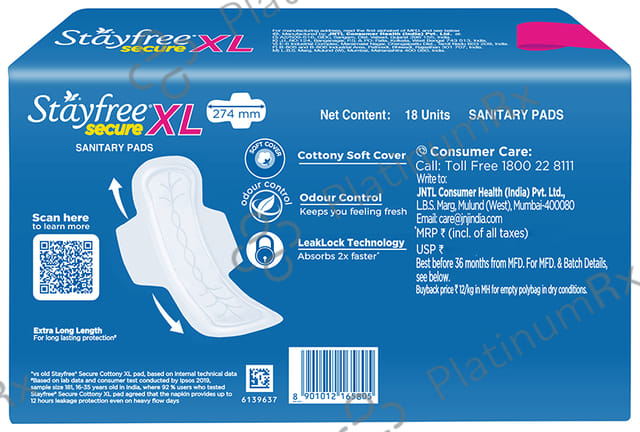 Stayfree Secure Cottony with Wings Size XL 18s
