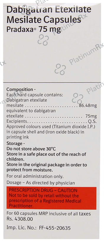 Pradaxa 75mg Capsule 10s