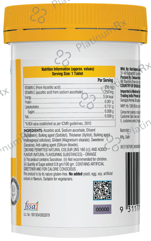 Swisse Ultiboost Vitamin C Chewable Natural Orange Tablet 110s