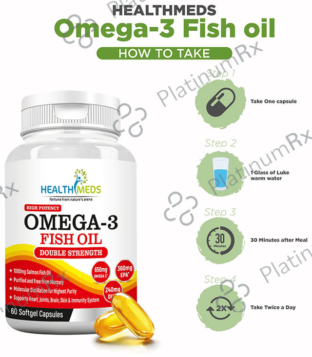 Healthmeds Double Strength Omega 3 Fish Oil 1000mg Softgel Capsule 60s