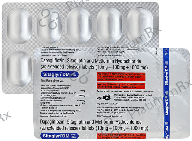 Sitaglyn DM 10/1000/100mg Tablet 10s