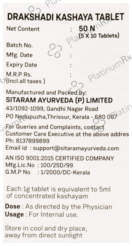 Sitaram Ayurveda Drakshadi Kashaya Tablet