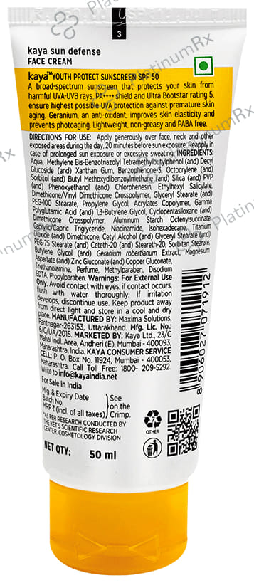 Kaya Youth Protect Sunscreen SPF 50 Cream 50ml