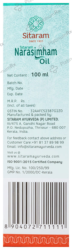 Sitaram Ayurveda Narasimham Oil