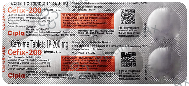 Cefix 200mg Tablet 10s (Cipla)