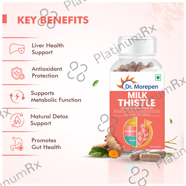 Dr. Morepen Milk Thistle+ - With Silymarin for Liver Health & Digestion - Capsule