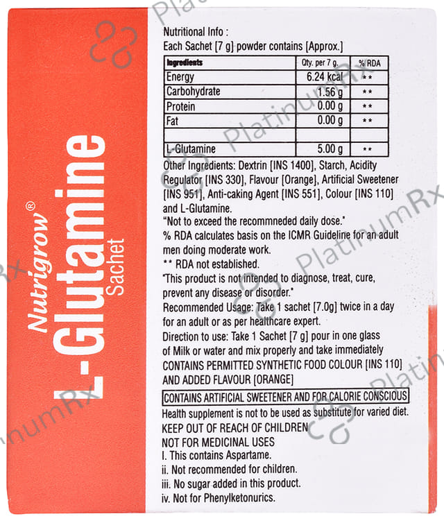 Nutrigrow L-Glutamine Sachet (7gm Each)