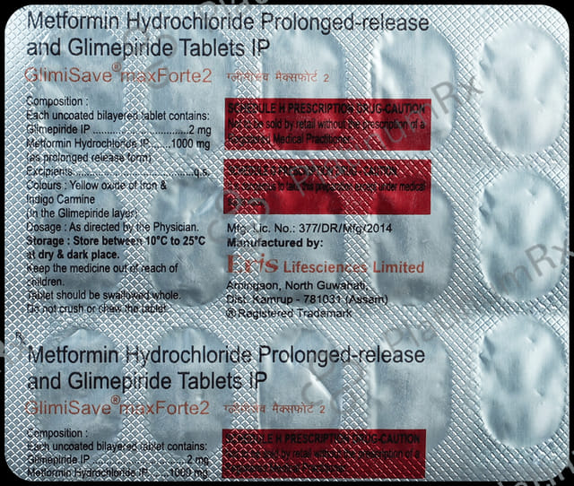 Glimisave Max Forte 2/1000mg Tablet PR 15s