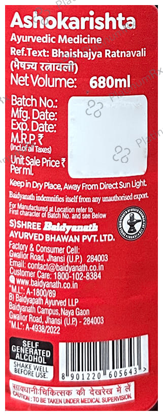 Baidyanath (Jhansi) Ashokarishta Women's Health Tonic 680 ml