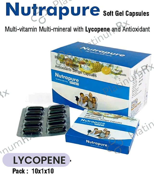 Nutrapure Multi-Vitamin, Multi-Mineral, with Lycopene & Antioxidants Softgel Capsule (10 Each) 10 Strip