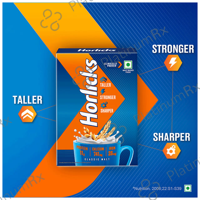 Horlicks Drink - Powder with Zinc, Vitamin C & D - Flavour Classic Malt 500 gm