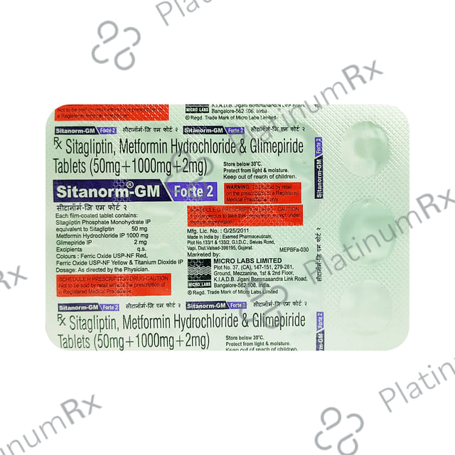 Sitanorm GM Forte 50/2/1000mg Tablet 10s