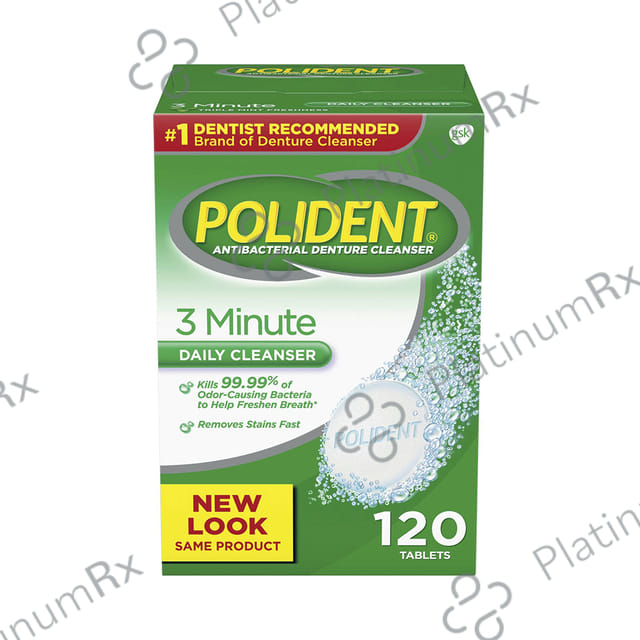 Polident Antibacterial Denture Cleanser Effervescent Tablet 120s