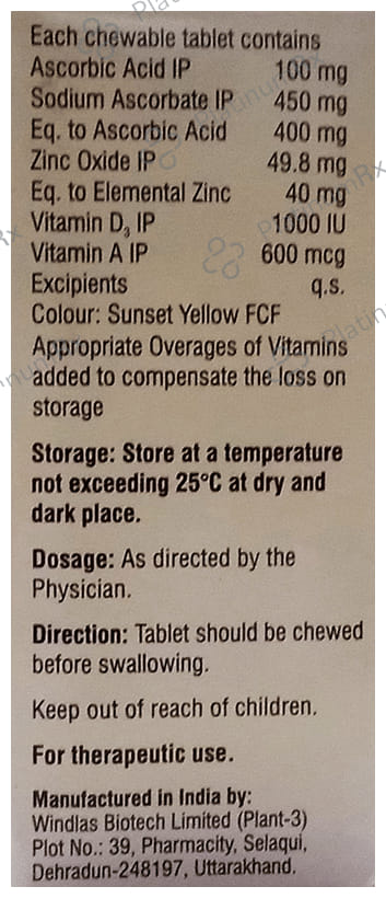 Fumazinc Plus Chewable Tablet Orange