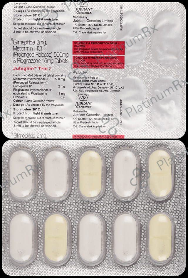 Jubiglim Trio 2 2/500/15mg Tablet PR 10s