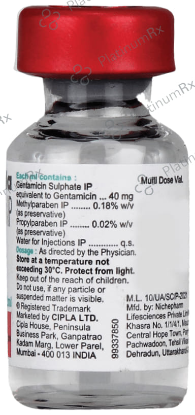 Gentacip 40mg Injection 2 Injection