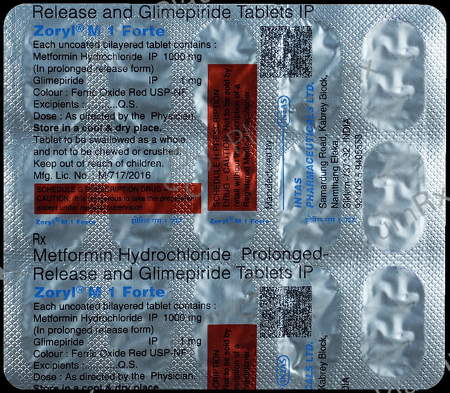 Zoryl M 1/1000mg Forte Tablet PR 15s