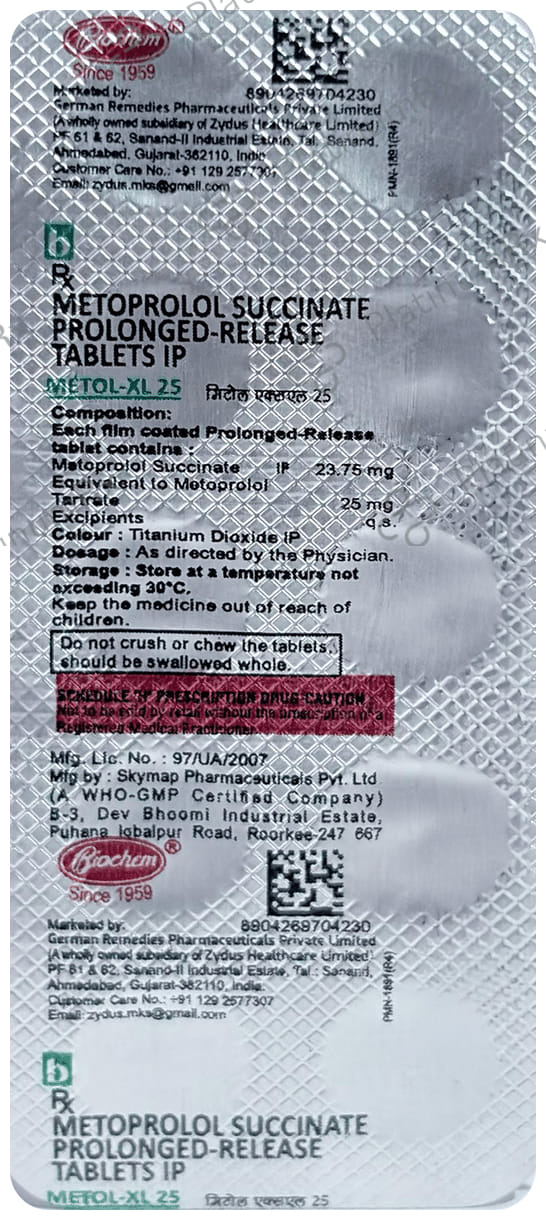 Metol 25mg Tablet XL 10s