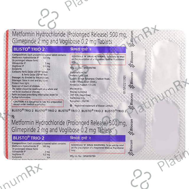 Blisto Trio 2/500/0.2mg Tablet PR 10s