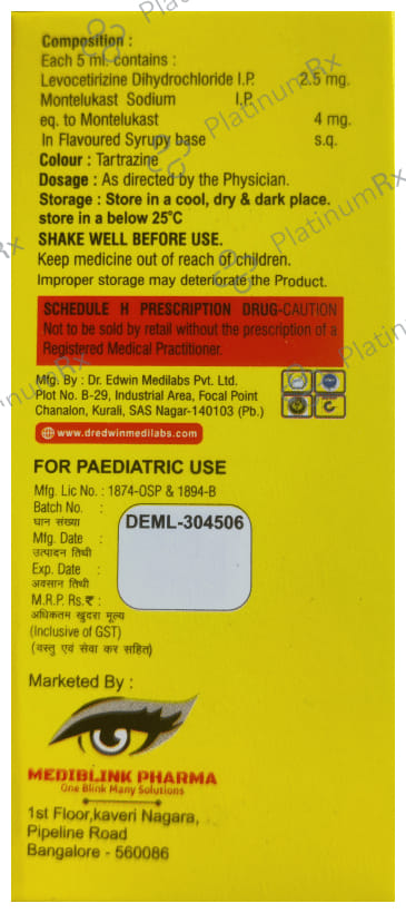 Blinkmont L 2.5/4mg Oral Suspension Mango Flavour 60ml