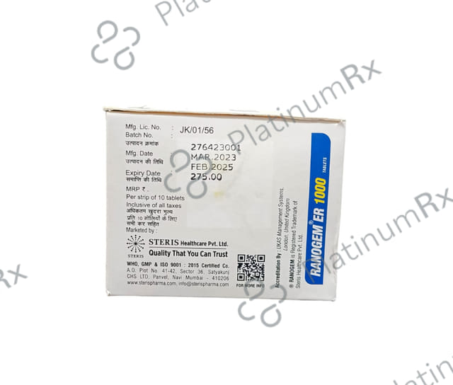 Ranogem 1000mg Tablet ER 10s