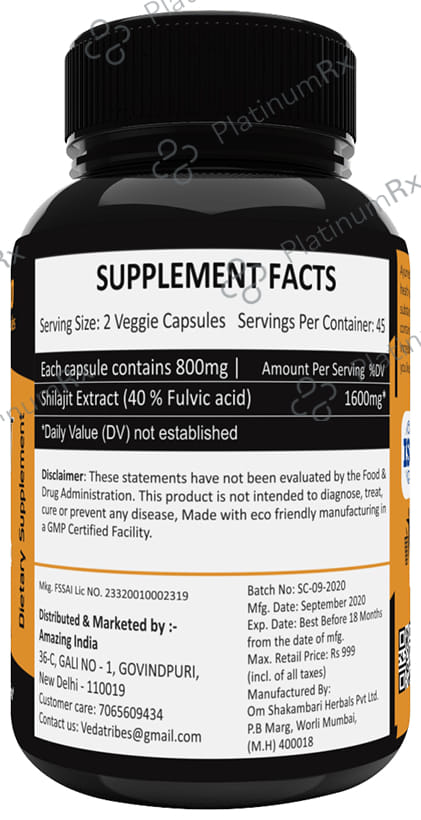 Veda 500mg Tribe Shila Jeet Capsule 90s
