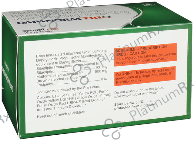 Dapanorm Trio ER 10/500/100mg Tablet ER 10s