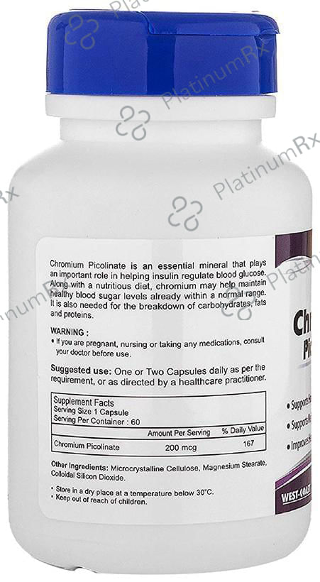 HealthVit Chromium Picolinate 200mcg - For Healthy Blood Levels, Weight Management & Heart Health - Capsule