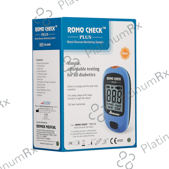 Romsons New Romo Check Plus Blood Glucose Monitoring System