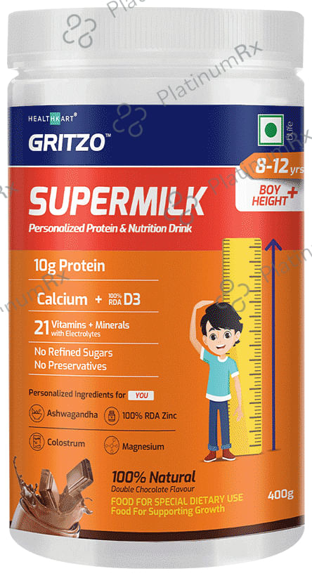 Gritzo SuperMilk Daily Nutrition (13+y Girls) 8-12 Yrs Boy Height+ Double Chocolate