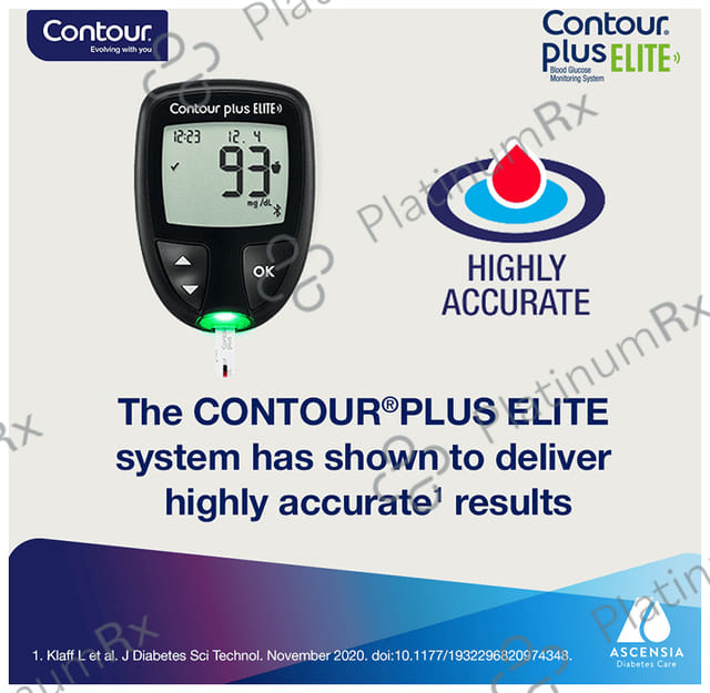 Contour Plus Elite Blood Glucose Monitoring System (Blood Glucose Test Strips Free) 1s