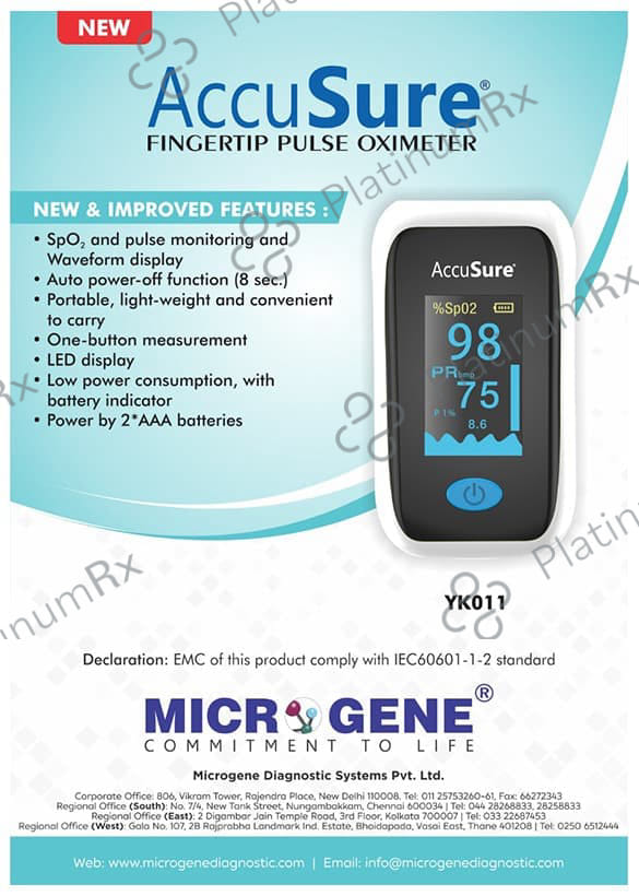 AccuSure YK011 Fingertip Pulse Oximeter