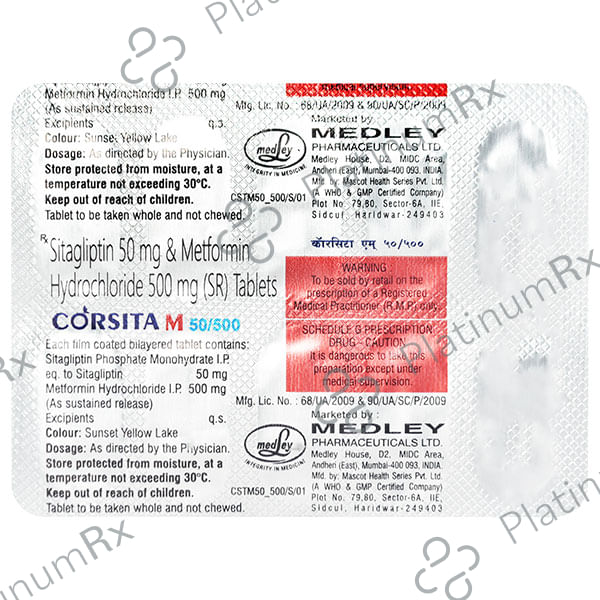 Corsita M 100/500mg Tablet 10s