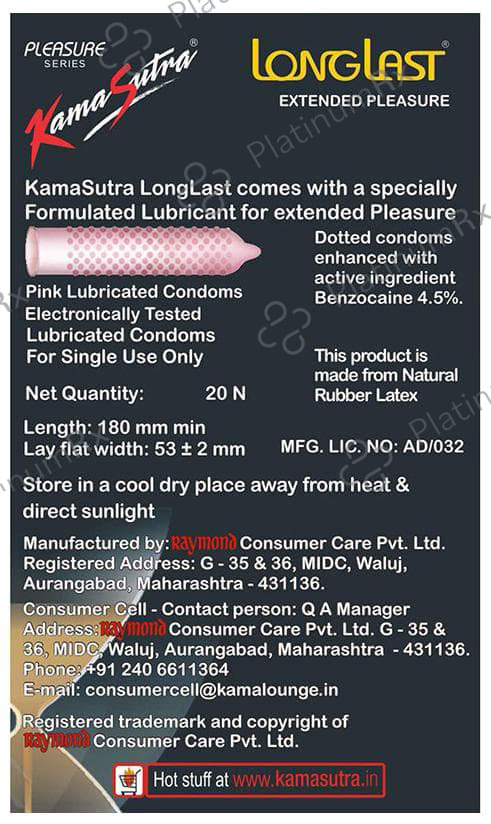 KamaSutra Pleasure Series Longlast Condom 20s