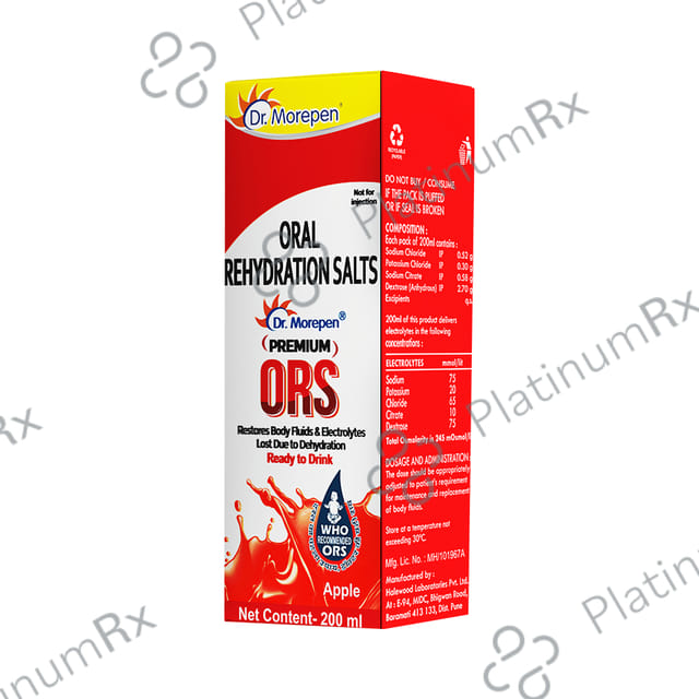 Dr. Morepen Premium ORS Ready to Drink Apple Flavour 200ml