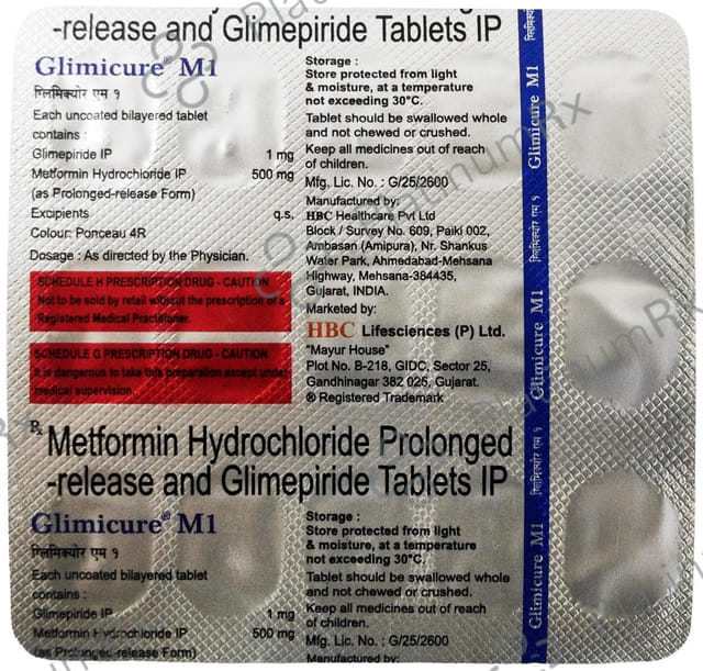 Glimicure M 1/500mg Tablet PR 15s