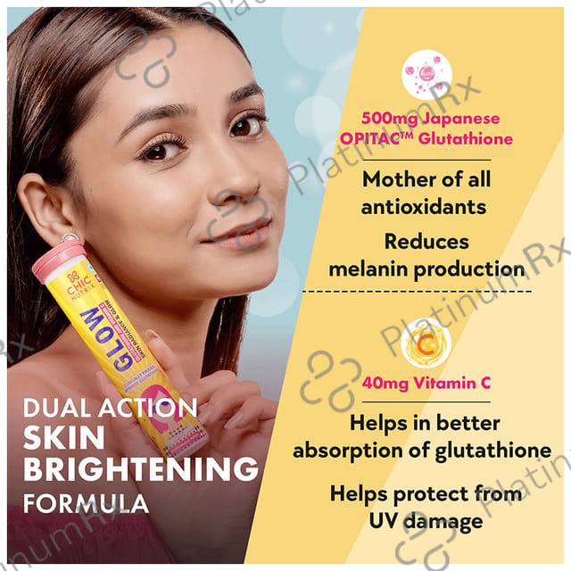 Chicnutrix Glow with Glutathione and Vitamin C Strawberry & Lemon Flavour Effervescent Tablet 20s