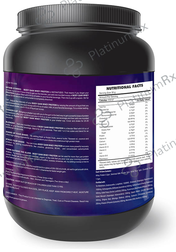 Nutriley Body Gain Whey Protein Strawberry Powder 1000 gm
