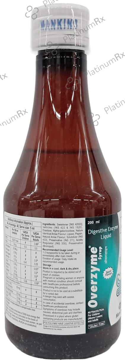 Overzyme Saunf Flavour Gluten Free Syrup 200ml
