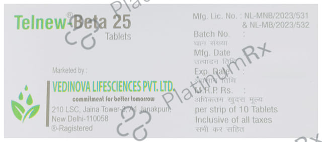 Telnew Beta 25mg Tablet ER 10s