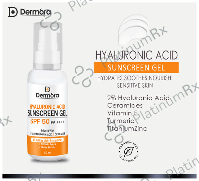 Dermora Hyaluronic Acid Sunscreen SPF 50 PA++++ Gel 50ml