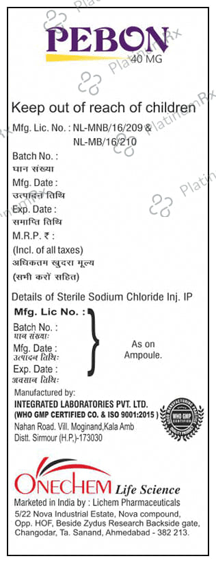 Pebon 40mg Injection