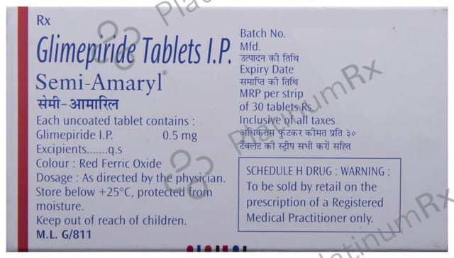 Semi Amaryl 0.5mg Tablet 30s