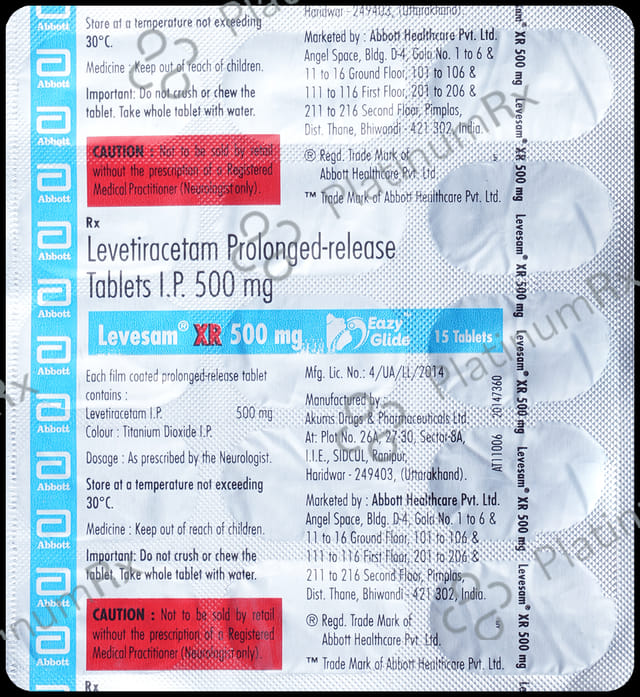 Levesam XR 500mg Eazy Glide Tablet PR 15S