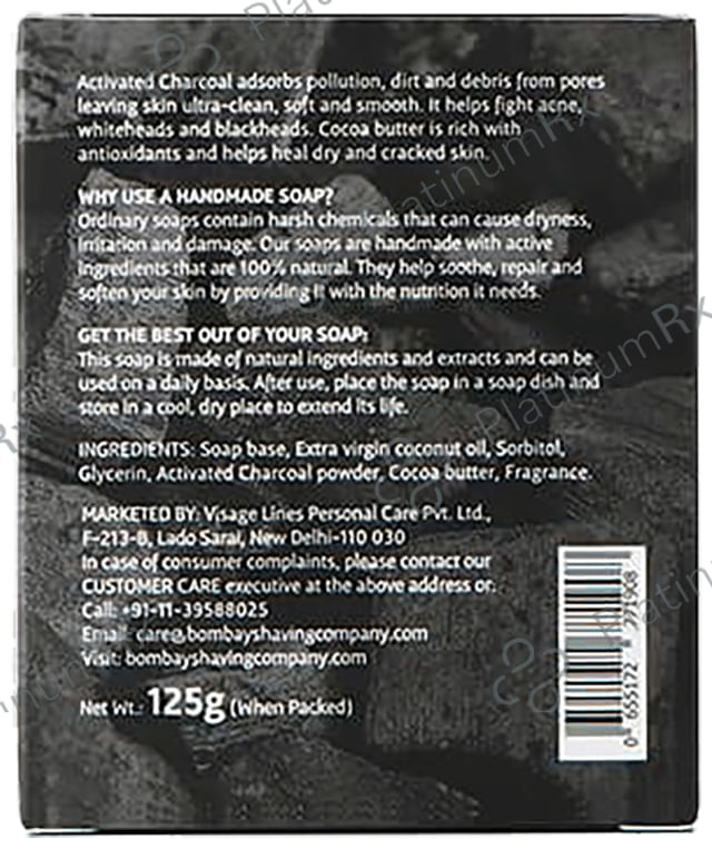 Bombay Shaving Company Charcoal Bath Soap (125gm Each) 3 units